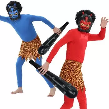 Setsubun Bean Метание Красной Маски Демона Костюм Набор Косплей Костюм Сценический Костюм Одежда для Выступлений Культурный Фестиваль Фото Фестиваль Косплей