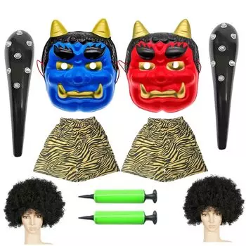 Setsubun Oni костюм Oni Косплей Красный Oni Синий Oni маска брюки Club Hand Pump 5 предметов набор Страшный Setsubun день бобы метание Oni мяч для убийства Хэллоуин