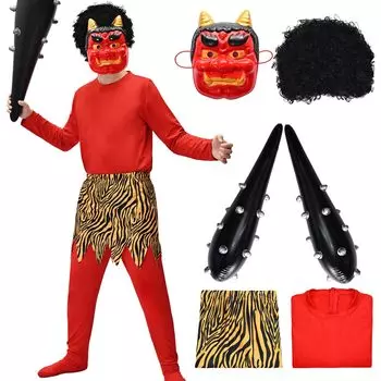 Setsubun Oni Красный Синий Металлический Палочка для Демона Тигра Setsubun Bean Косплей Разнообразие Унисекс Красный [Tumao] Костюм, Косплей, Oni, Oni, Палочка, Демоны,