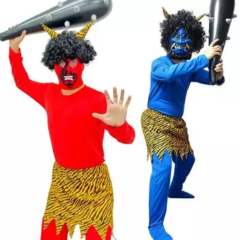 Setsubun Oni Setsubun Oni 7 Piece Oni Oni Face Red Blue Oni Косплей Setsubun Bean Oni Setsubun Day Косплей унисекс [Meccol] Костюм, Косплей, Набор,