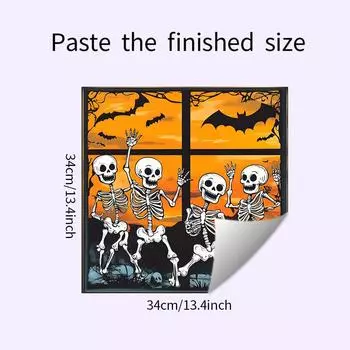 Setting Halloween Sun Skull Bat Celebrations Glass Cabinets Home Stickers Decor