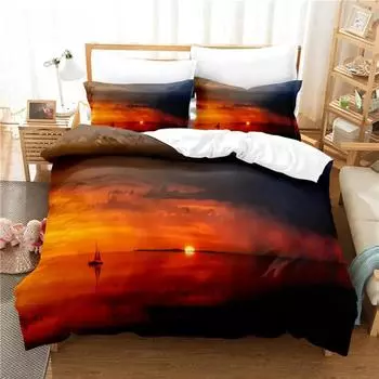 Setting Sun Bedding Set Duvet Cover Set 3d Bedding Digital Printing Bed Linen Queen Size Bedding Set Fashion Design EU single(135x200cm)&set
