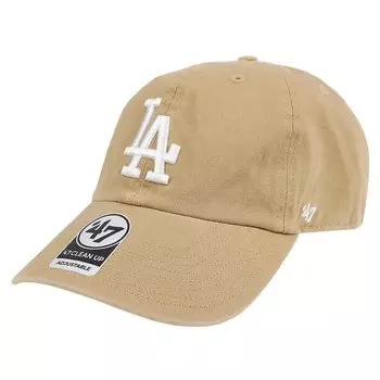 Seven 47 Cap Dodgers Cleanup LA Logo CLEAN UP CAP MENS LADIES Hat Low Cap MLB LOS ANGELES DODGERS Khaki x White Free Size [Forty Brand] Mens Womens