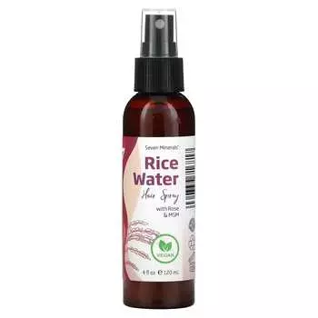 Seven Minerals, Лак для волос на основе рисовой воды с розой и МСМ, 4 жидких унции (120 мл)