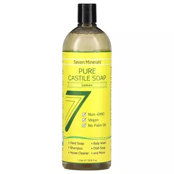 Seven Minerals, Pure Castile Soap, Lemon, 33.8 fl oz (1 l)
