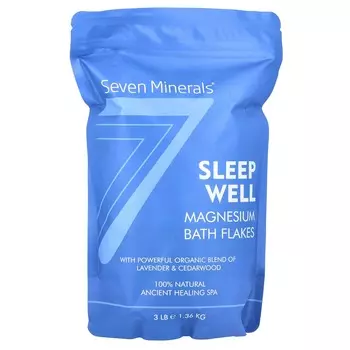 Seven Minerals, Sleep Well, магниевые хлопья для ванны, лаванда и кедр, 3 фунта (1,36 кг)