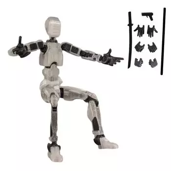 SEVENCATS Робот Модель Кукла Подвижная Фигурка с Оружием Персонаж 137 мм Модель для Рисования Практика Реквизит Приблизительно. (Прозрачный белый)