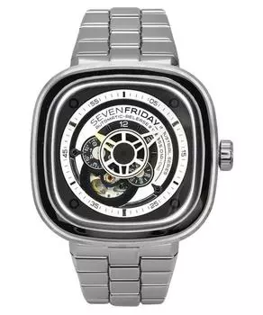 Sevenfriday P-Series NFC Черно-белый циферблат с открытым сердцем Автоматические мужские часы P1B/01M SF-P1B-01M