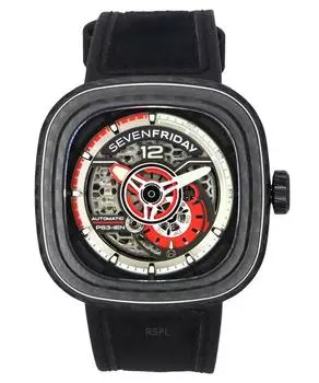 Sevenfriday P-Series Рубиновый карбоновый серый и красный скелетонизированный циферблат Автоматические мужские часы PS3/02 SF-PS3-02 100M