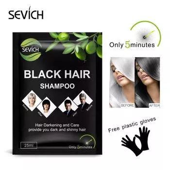 Sevich 100% Natural Black Hair Shampoo Grey white Hair Darkening Shinny 5 пакетиков / 10 пакетиков