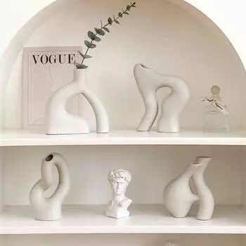 Северная белая ваза для цветов, керамическая бутылка для цветов, керамические цветы, гостиная, домашний декор для рабочего стола, подарочный орнамент
