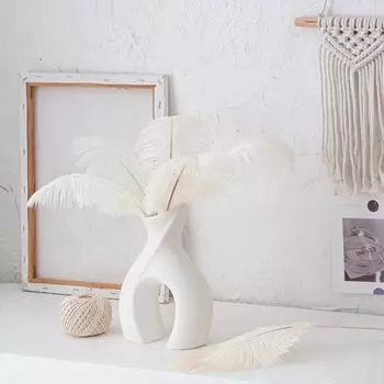 Северная черно-белая керамическая ваза для гостиной, ваза для сухих цветов, геометрический абстрактный орнамент, вазы для украшения дома