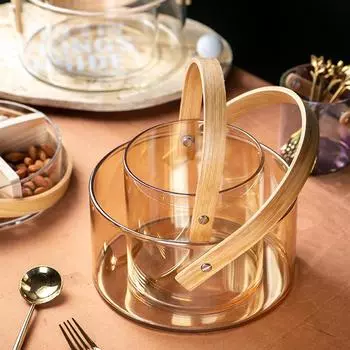 Северная Европа Прозрачная стеклянная миска для закусок Металлическая решетчатая тарелка Портативная корзина для фруктов Домашняя десертная тарелка Форма для торта Поднос для закусок