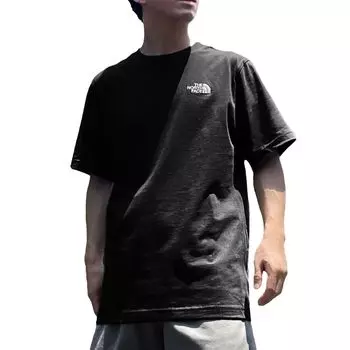 Северная футболка с коротким рукавом, вышивка TNF, размер L [The Face] Мужская футболка, Логотип, Простая, Черная, EvolutionTee, Черная, [Б/у]