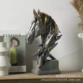 Северное креативное искусство брызги красочные большие лошадиные головы декоративные подарки свет роскошь гостиная тумба под телевизор веранда украшение дома