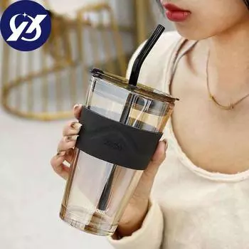 Северное сияние Соломенное стекло Большой емкости Бытовая чашка для воды Кофе Простая чашка Fason светло-синий