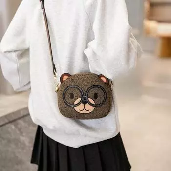 Северный источник сумки плюшевый мультяшный медведь покупки для сумок-мессенджеров, иностранная универсальная сумка для девочек на одно плечо темно-коричневого