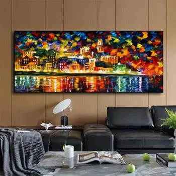 Северный пейзаж картина маслом подвесной мост акварельное искусство холст картина гостиная коридор офис украшение дома фреска без рамки 20*40cm No Frame