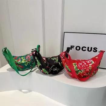 Северо-восточная ручная большая цветочная персонализированная сумка на одно плечо для женщин, новая модная сумка через плечо, большая вместительная сумка для пельменей