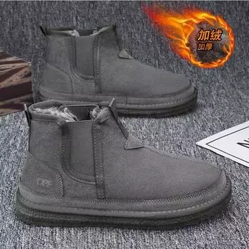 Северо-восточная зима бархат теплая замшевая хлопковая обувь на платформе мужская обувь для отдыха на открытом воздухе средняя помощь ботинки Martin сапоги live зимние мужские 39 хаки
