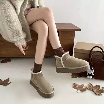 Северо-восточные интернет-знаменитости теплые зимние ботинки на толстой подошве женские 2025 новые зимние ретро бархатные утолщенные хлопковые туфли 35 малиновый