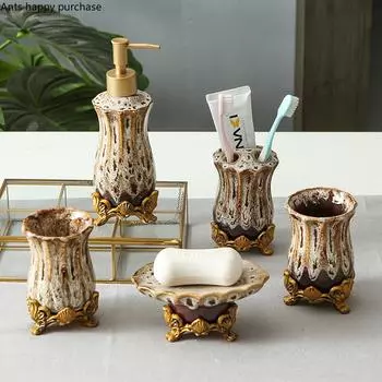 Североевропейская керамика для ванной комнаты, комплект из пяти предметов, принадлежности для мытья ванной комнаты, домашний комплект для полоскания рта, держатель для зубных щеток