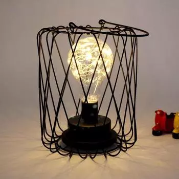 Североевропейский стильINSПростой светильник из медной проволоки оптом Спальня Девичье сердце Подарок для дома Настольная лампа из кованого железа Декоративная батарея Handle-