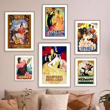 Севилья Сьюдад-де-Грасиас Unicas Испания Винтаж путешествия стены книги по искусству печати холст картины скандинавский плакат Декор фотографии Гостиная A4 21X30cm No Framed