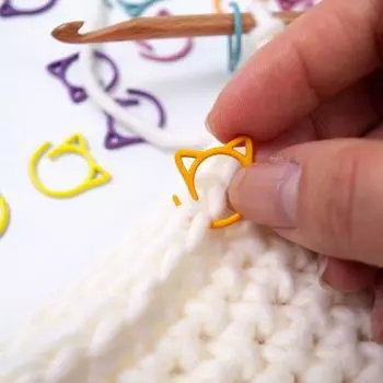 Sewing Supplies Metal Knitting Stitch Markers Accessories Locking Ring Knitting Markers Cat Ears Shape DIY Craft Marker Tools темно-зеленого