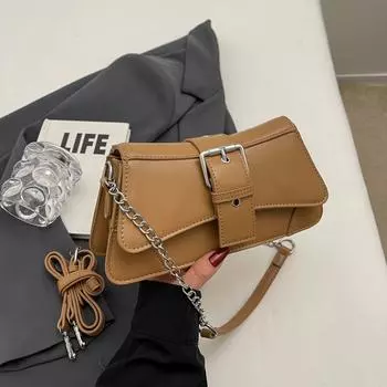 Швейная нить PU Наплечные сумки Женские сумки на распродаже Модные однотонные сумки с пряжкой Высокой вместимости