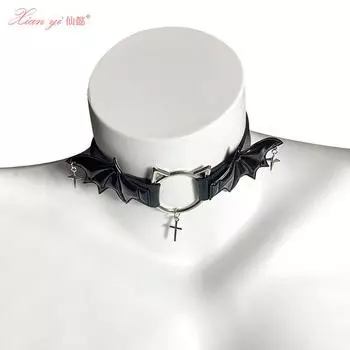 Секс-аксессуары, ошейник ручной работы из кожи «Демон-кот», шейный ремешок, сладкое, крутое, черное, чистое желание, шейное кольцо P36 чёрный