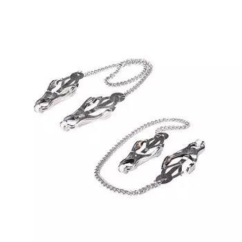 Секс-игрушка для взрослых, зажим для сосков, зажим для груди, цепочка, фетишизм, металлический серебристый Usls