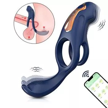 Секс-игрушка с вибрирующим кольцом для пениса - вибратор с кольцом для пениса 3 в 1 с 10 режимами вибрации, стимулятор клитора и промежности для тренировки мужской эрекции