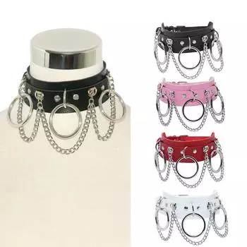 Секс-игрушка VaHppy, воротник-стойка, шея, нержавеющая сталь + кожа, 43*5 см, 140 г, 4 цвета, панк-мода, косплей, SM, БДСМ, секс-игры, бондаж