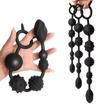 Секс-игрушки для взрослых, анальные шарики, фаллоимитатор с безопасным вытяжным кольцом, кольцо для пениса, анальная пробка, анальный тренажер, легко чистить и безопасно для тела S
