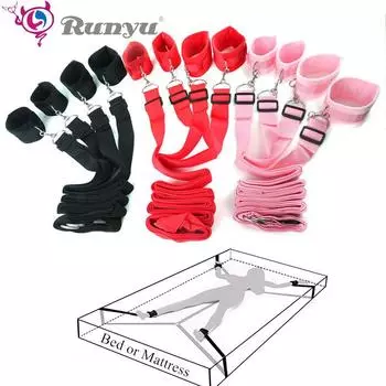 Секс-игрушки для женщин и мужчин, БДСМ-бондажный комплект под кроватью, эротические удерживающие наручники, манжеты на щиколотке, игры для взрослых, игры для пар