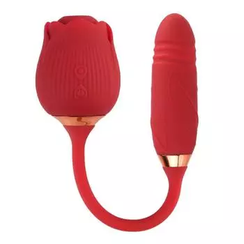 Секс-игрушки для женщин, интимные товары, вибратор для сосания розы, растягивающий дилдо, анальная пробка, вагина, массажер для сосков точки G, 2 в 1, 10 режимов, стимуляция клитора Red