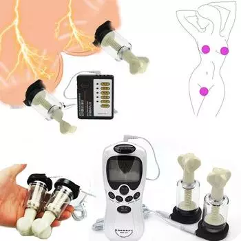 Секс-игрушки E-stim Shock 1 пара зажимов для груди, присоска, вакуумный насос, бондаж всего тела с источником питания, стимуляция взрослых, секс-игрушки SM