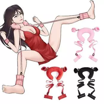 Секс-игрушки Хлопок БДСМ Бондажный набор Наручники Сексуальная подушка для ног Истончение пояса Изгиб оргазма Пара Игрушка
