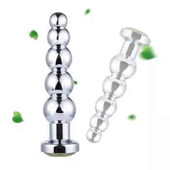 Секс-игрушки Игрушки для взрослых Металлический секс-продукт Sago Cycas Flowering Handle Стразы Анальная пробка из нержавеющей стали с пятью бусинами Sago Cycas Flowering(Ligh