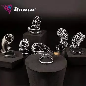 Секс-игрушки RUNYU для взрослых, мужские металлические клетки для пениса, клетка целомудрия, регулируемое кольцо на член, ограничение, карательный замок из нержавеющей стали, секс-игрушки 40MM
