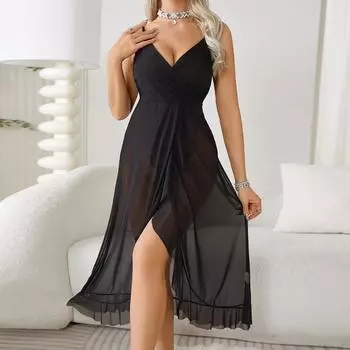 Секс-клуб Сексуальное платье с V-образным вырезом на спине и без рукавов на подтяжках S