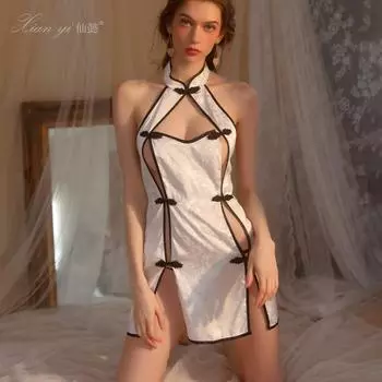 Сексуальное антикварное платье-чонсам, эротическое нижнее белье, соблазнительная открытая облегающая форма, страстный костюм для женщин M