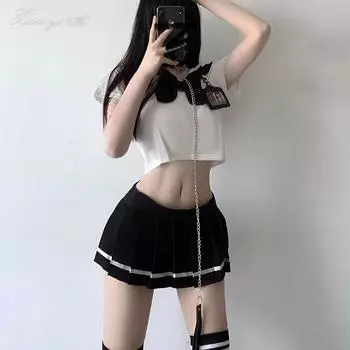 Сексуальное нижнее белье чистая похоть сексуальный костюм морячки студентки костюм страсти юбка мини соблазнение женщина One size