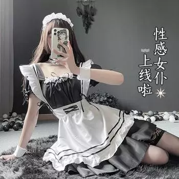Sex maid outfit Lolita cos Japanese cute anime outfit two-dimensional uniform seduction maid suit One size (80-60kg)