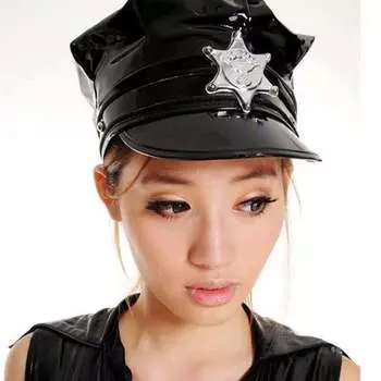 Секс нижнее белье аксессуары черная кожаная шляпа шляпа полицейской шляпа стюардессы униформа аксессуары часть одежды one size fits all