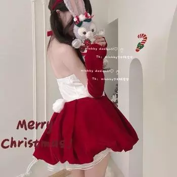 Секс нижнее белье чистое желание ветер рождественский наряд кролик милый qqny пижама униформа соблазнение одежда женщина average size 80-60kg