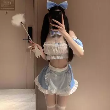 Секс нижнее белье сексуальная униформа чистое желание горничная пижама бесплатная кровать страсть искушение qq принадлежности комплект One size (80-120)