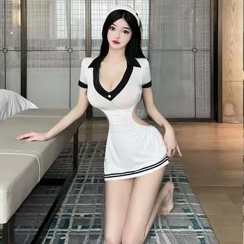 Секс нижнее белье женское сексуальное милое чистое желание школьница костюм униформа соблазн маленькая грудь страсть бесплатно One Size