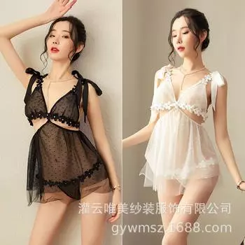 Сексуальная женская пижама для секса, сетчатая прозрачная ночная сорочка из тюля и кружева, с милыми крылышками для соблазнения one size fits all